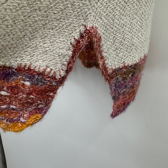 Oatmeal summer sweater with Crochet trim on hem and short sleeve all tags remove - Picture 6 of 8